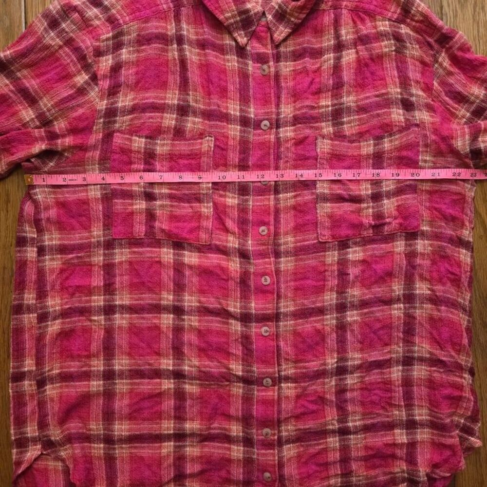 Pilcro Anthropologie Pink Plaid Button-Down Shirt Size XL - Picture 4 of 8